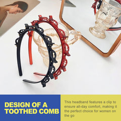CepuXozi headband in use on bangs showing fast salon-like styling