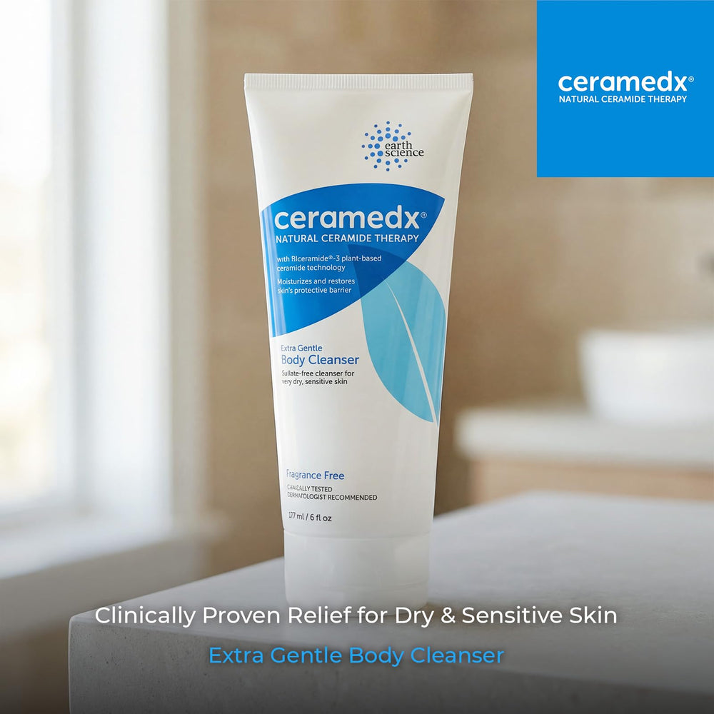 Ceramedx pump and label detail highlighting easy dispensing benefit