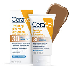 CeraVe front packaging showing SPF 30 and sheer tint for everyday protection