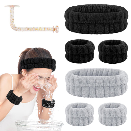CERETIA boxed set front view showing headbands wristbands and hook for organized storage