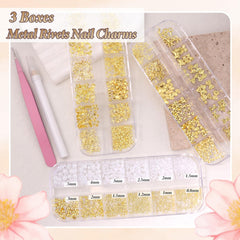 CESUSME mixed-size gold caviar beads close-up for textured nail art versatility