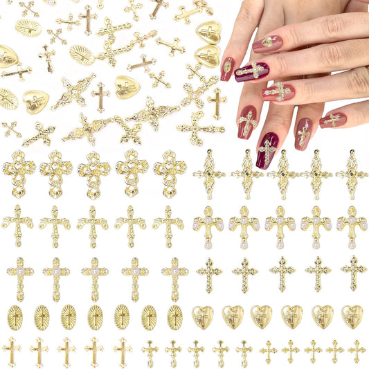 CESUSME front packaging showing 110 gold cross nail charms for value
