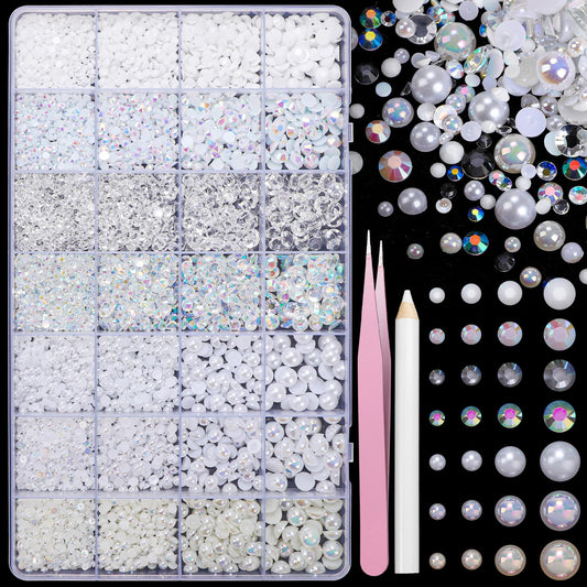 CESUSME front packaging showing 22000 white pearls and rhinestones, kit convenience