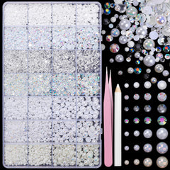 CESUSME front packaging showing 22000 white pearls and rhinestones, kit convenience