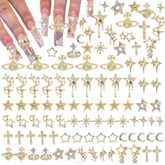 CESUSME front packaging showing 130 gold nail charms and 21 styles for variety