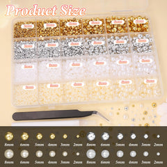 CESUSME overhead view of 24 grid compartments with mixed-color pearl beads for easy selection