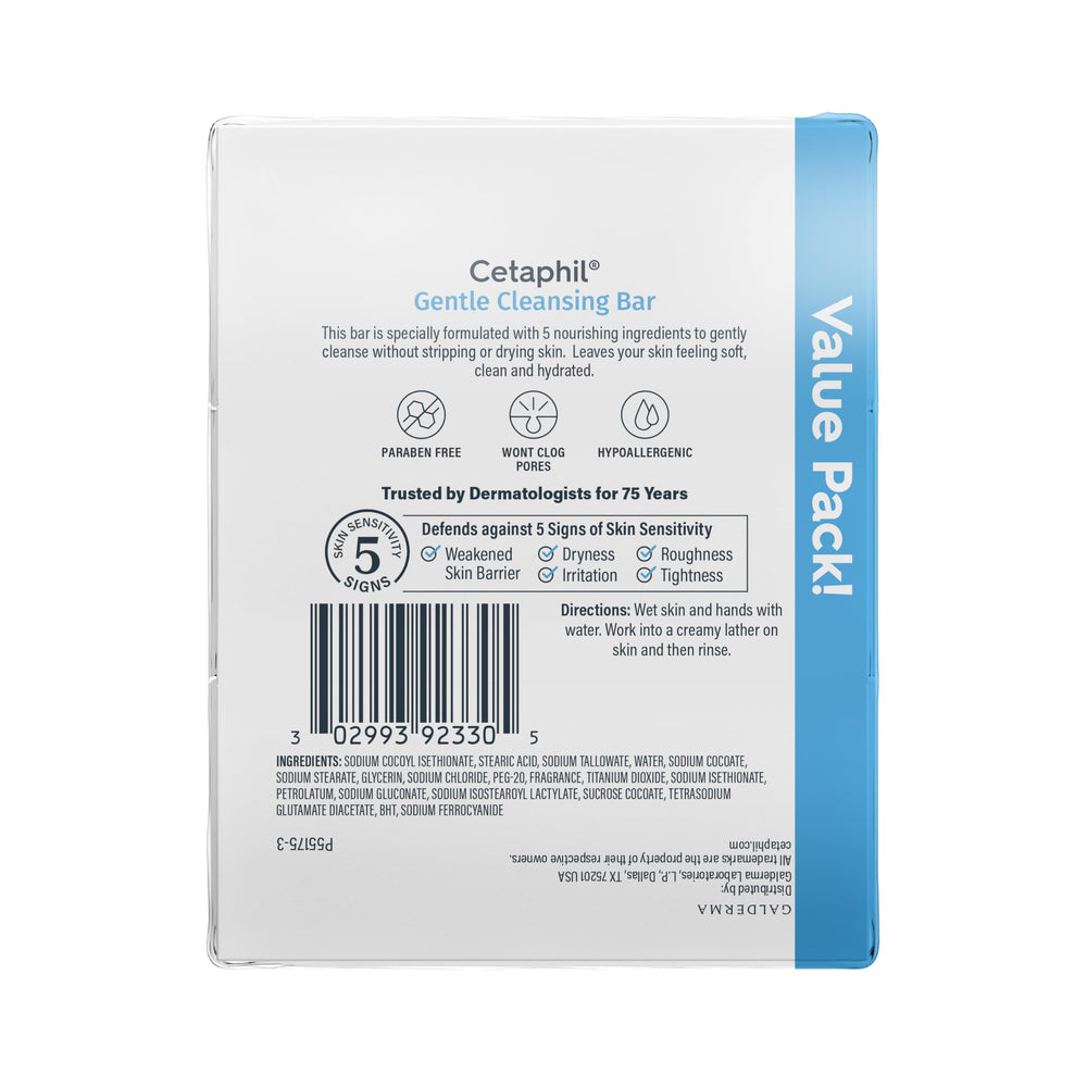 Cetaphil bar under running water showing easy rinsing and cleanliness
