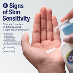 Cetaphil label close-up displaying fragrance-free, soap-free features and clear directions