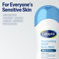 Cetaphil bottle next to hand showing true 16.9 fl oz size and portability