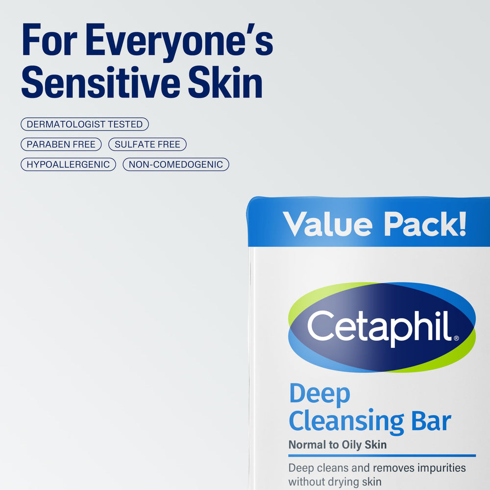 Cetaphil bar in shower scene demonstrating face and body use benefit