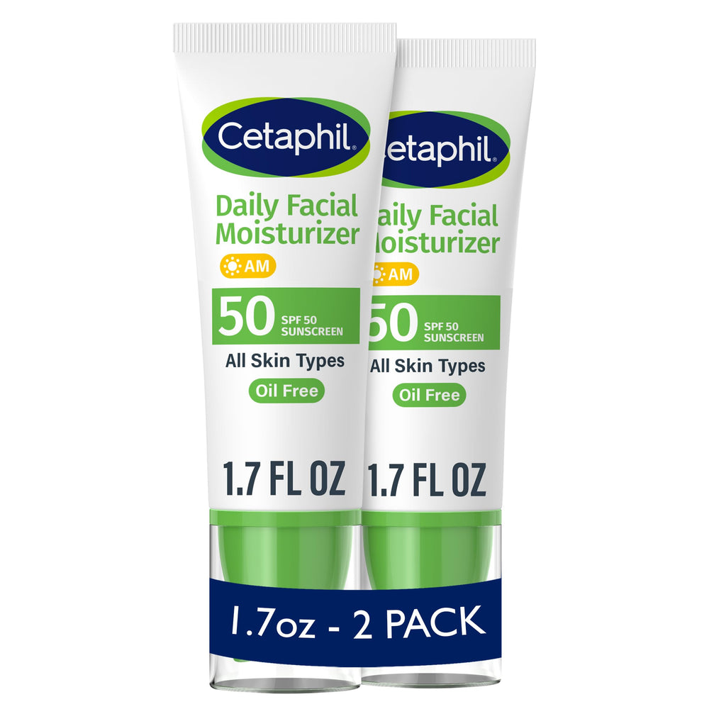 Cetaphil front packaging showing SPF 50 protection and benefits