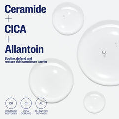 Cetaphil ingredients label showing ceramides and CICA for barrier support