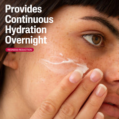 Cetaphil night cream open cap revealing lotion consistency for calming overnight hydration