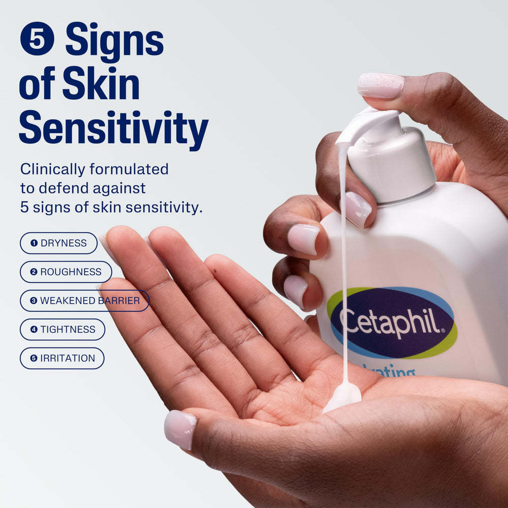 Cetaphil dispensing rich foam from pump for gentle cleansing