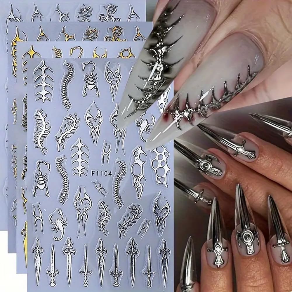 CEWEWP front packaging showing 4 goth nail sticker sheets and benefits