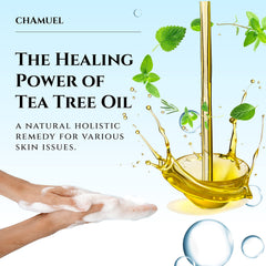 Chamuel body wash in shower with loofah providing cool, refreshing clean