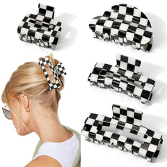 Chanaco checkered clip front view showing bold black and white pattern and secure hold