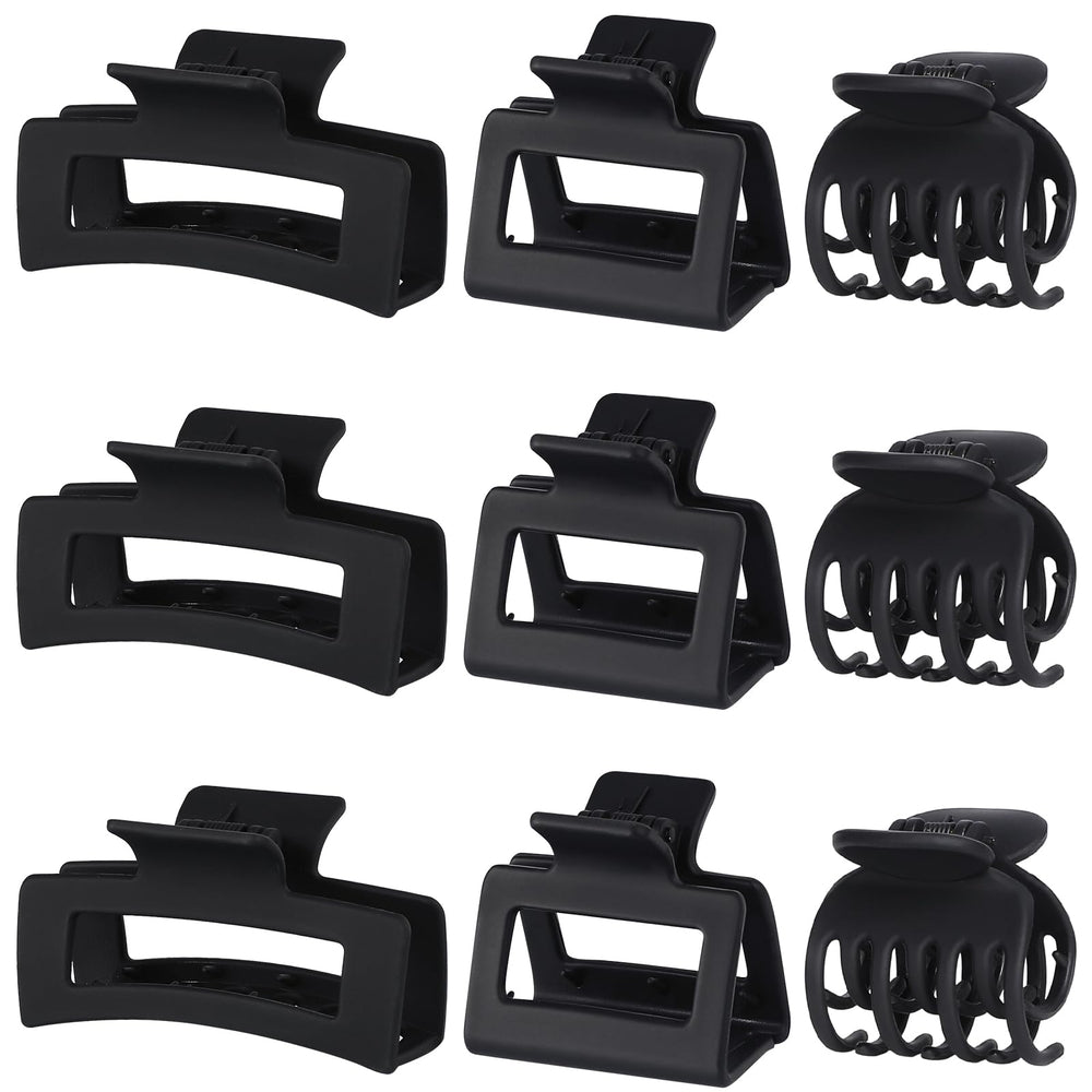 CHANDAT front view of nine black medium claw clips showing variety and utility