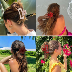 CHANDAT clips styled in hair at the beach showing vacation-ready colorful accessories