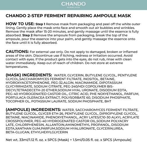 CHANDO HIMALAYA back label close-up showing ingredient transparency and safety