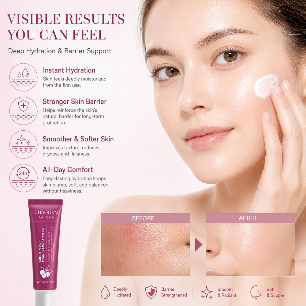 CHAOGKM SOERA jar label listing arbutin and tranexamic acid concentrations