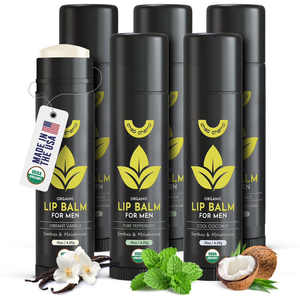 ChapChamp front packaging showing six tubes and clear branding, hydration on demand