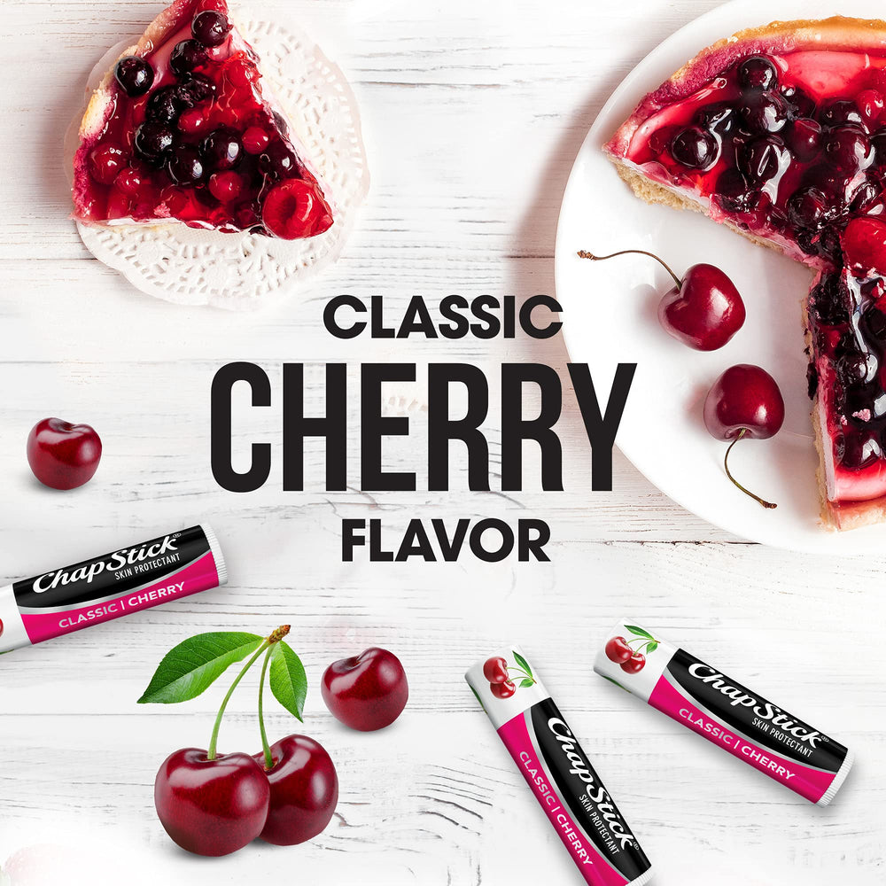 Close-up of ChapStick Cherry balm texture showing smooth, non-greasy finish