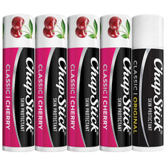 ChapStick front packaging showing cherry tubes and Original for easy selection
