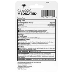 ChapStick classic medicated tube closeup showing balm texture and clear benefits