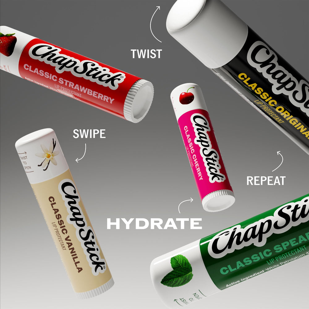 ChapStick label and ingredients panel highlighting paraben-free formulation