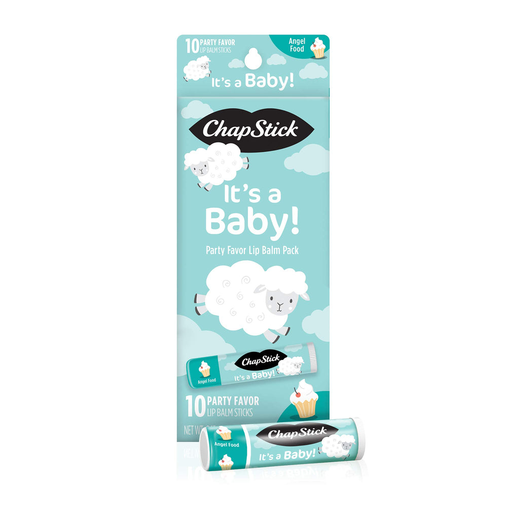 ChapStick front packaging showing 10-stick party favor pack benefit quick gifting