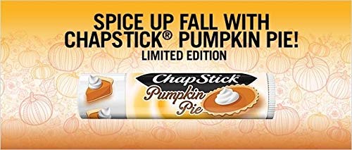ChapStick pumpkin pie displayed on fall table setting suggesting seasonal gifting