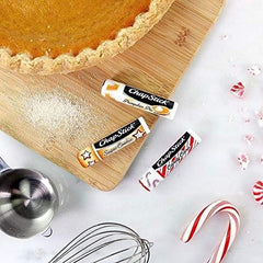 Close-up of ChapStick pumpkin pie balm texture showing smooth, non-sticky finish