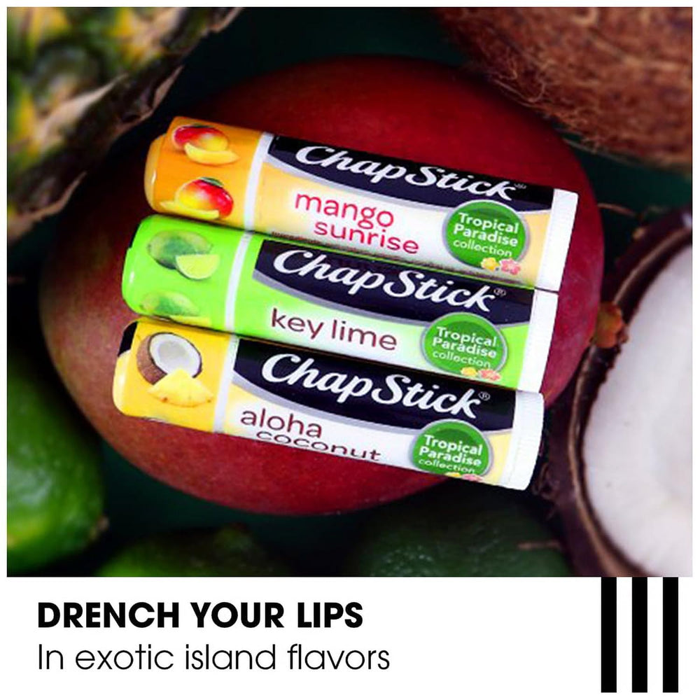 Close-up of ChapStick glide on lips showing smooth texture and instant hydration