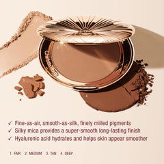 Charlotte Tilbury brush stroke of bronzer demonstrating buildable matte coverage