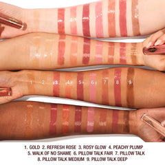 Charlotte Tilbury Collagen Lip Bath texture swipe showing glossy, hydrating finish benefit