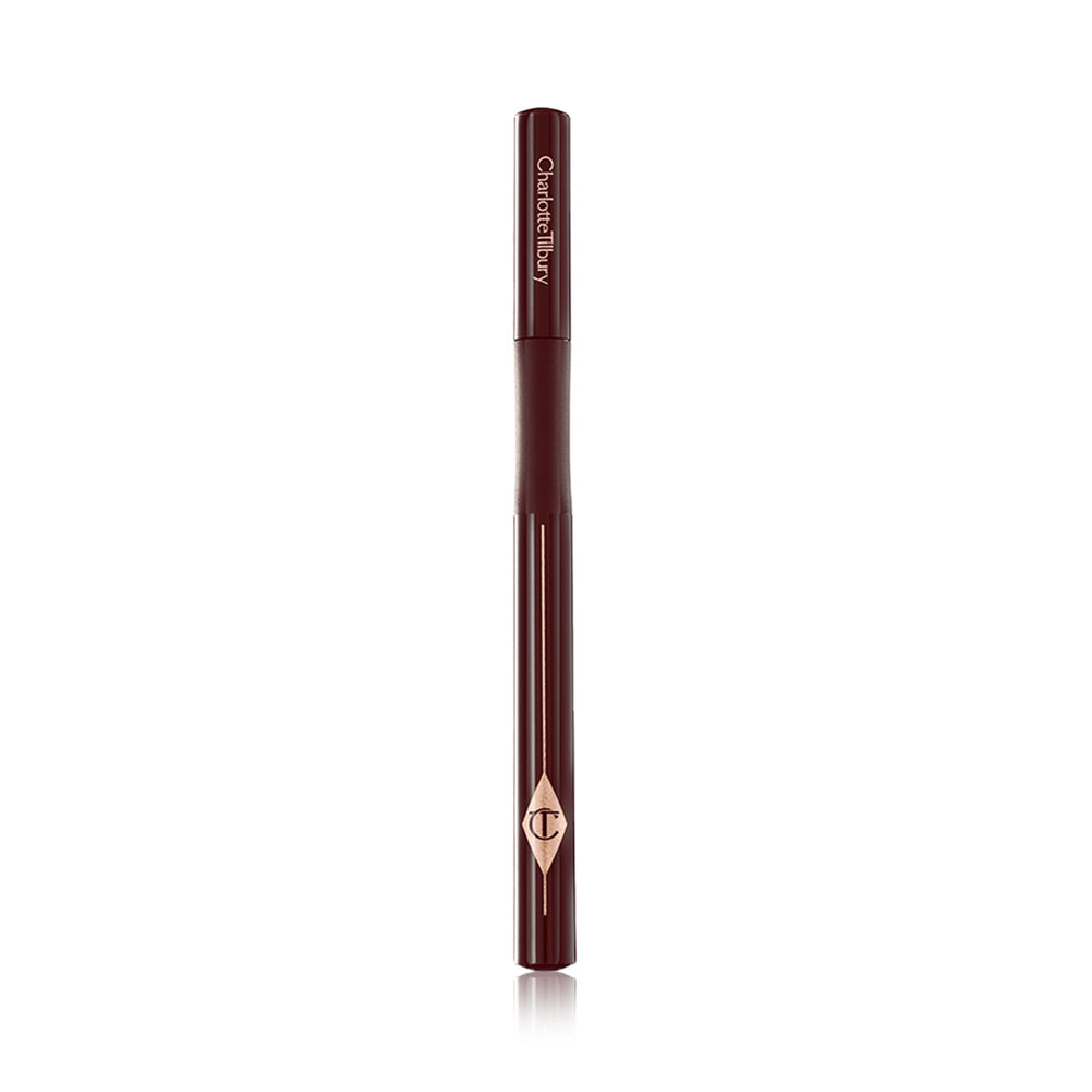 Charlotte Tilbury liner worn in lifestyle look showing durable, smudge-resistant flick for all-day wear