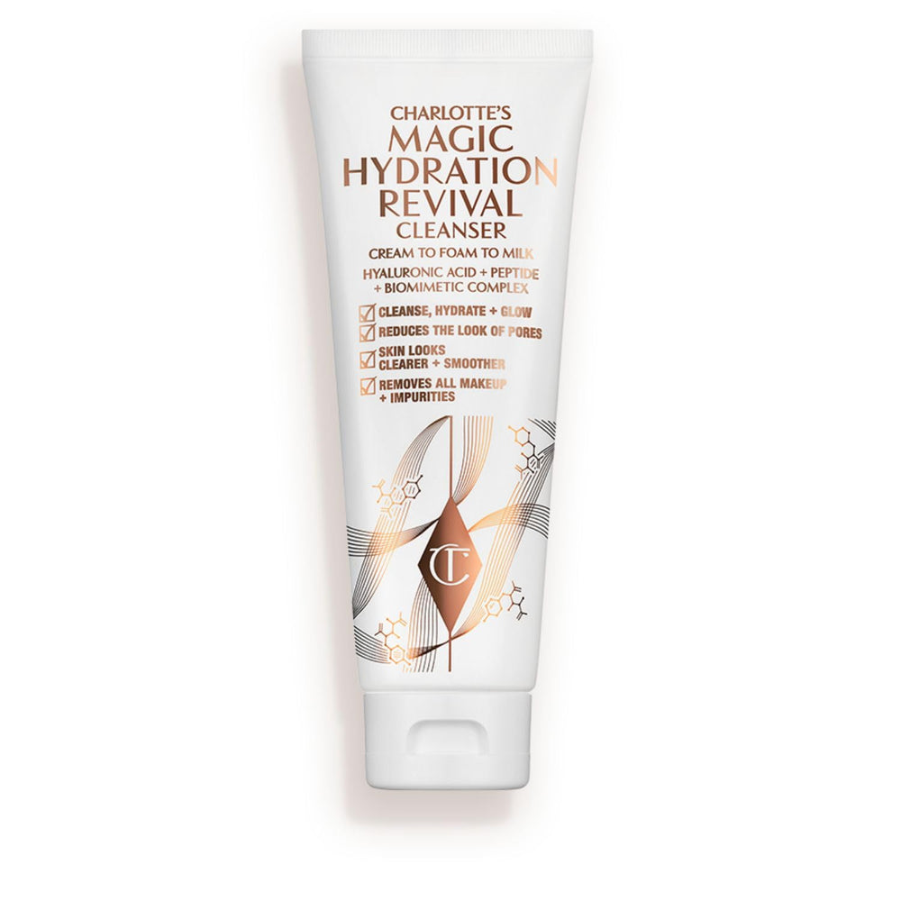 Charlotte Tilbury front packaging showing cleanser and clear benefits