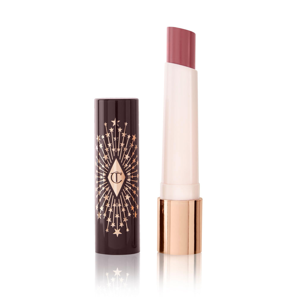 Charlotte Tilbury front packaging showing Pillow Talk shade and glossy finish benefit