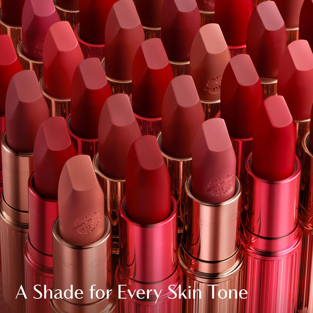 Charlotte Tilbury lipstick in hand showing true size and portability