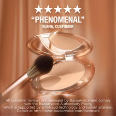 Charlotte Tilbury compact inside a handbag for quick touch-ups and all-day freshness benefit