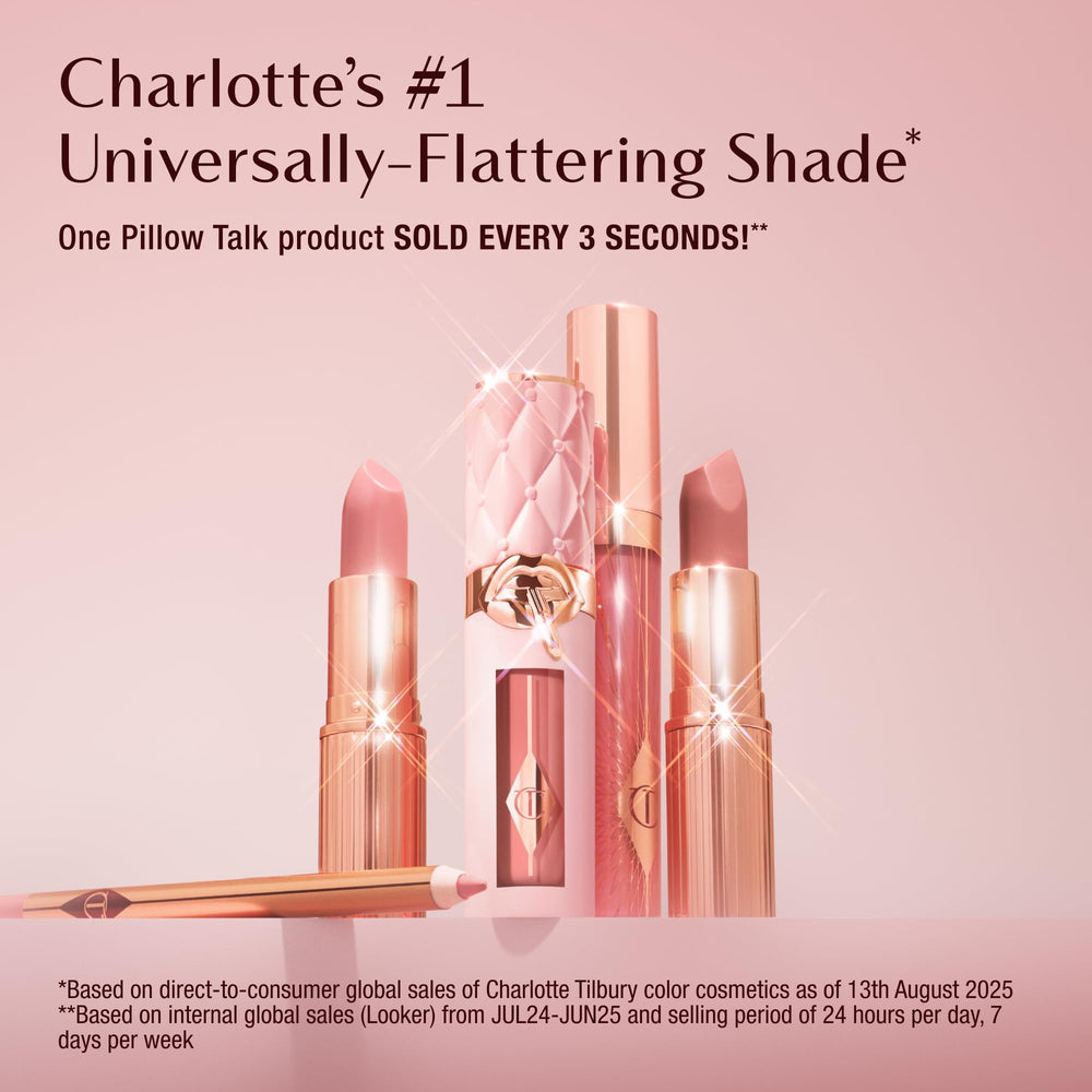 Charlotte Tilbury lipstick texture swipe illustrating creamy, buildable color benefit