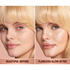 Charlotte Tilbury pump close-up showing precise dispensing and travel-friendly design benefit