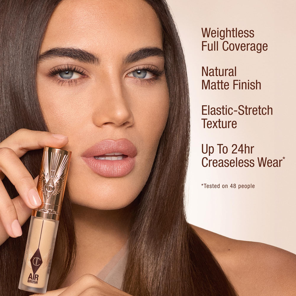 Charlotte Tilbury shade 4 fair pouring from tube shows true-to-skin pigment benefit