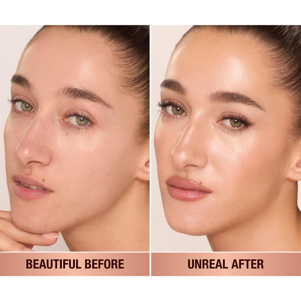 Charlotte Tilbury swatch on arm showing sheer, blendable color and natural skin-like finish