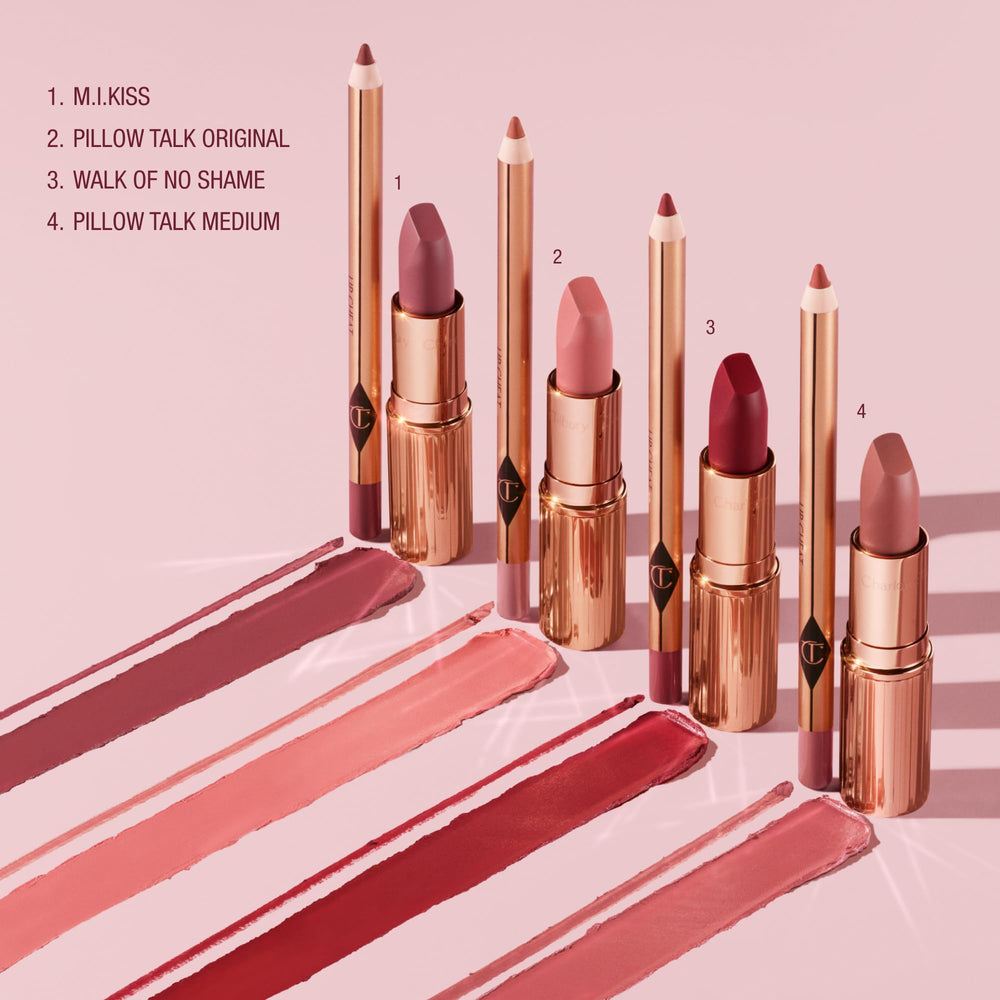 Charlotte Tilbury lipstick paired with Lip Cheat liner showing coordinated shaping benefit