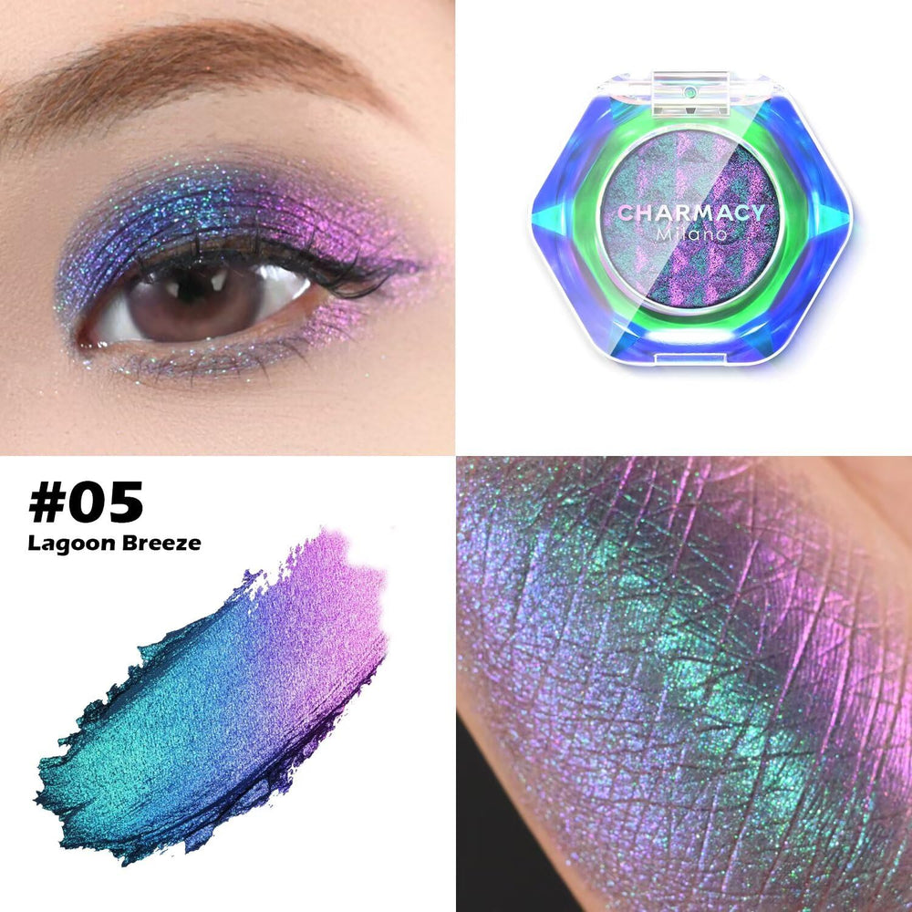 Charmacy Milano swatch on skin demonstrating chameleon shift and strong pigmentation
