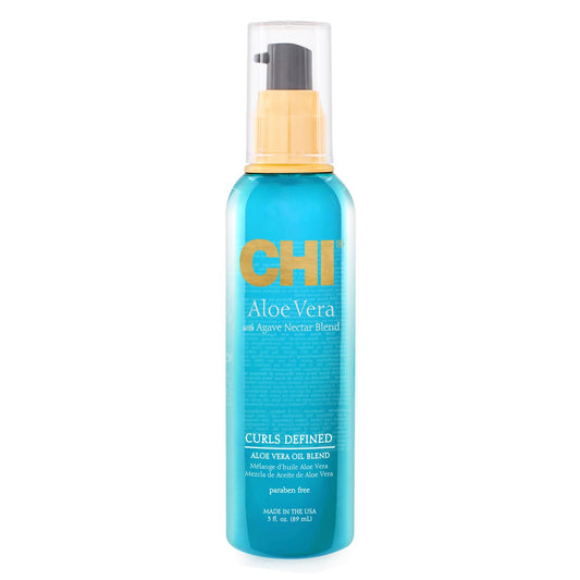 CHI aloe vera oil front packaging shows product benefits and size