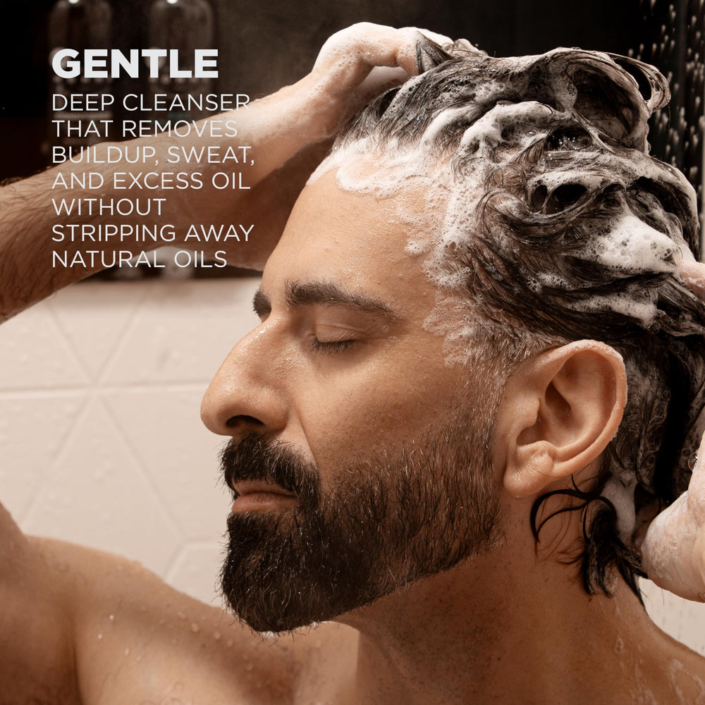 CHI Pour Homme styled on bathroom shelf conveying upscale daily grooming ritual benefit