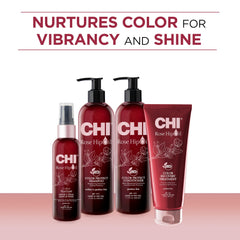 CHI ingredient graphic showing rosehip oil and Vitamin C radiance boost